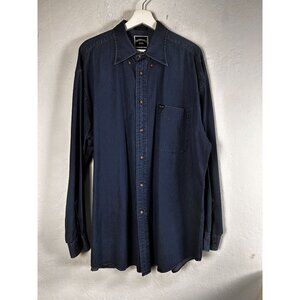 Faconnable Jeans Men’s XL Blue Denim Long Sleeve Button-Down Shirt Casual Pocket